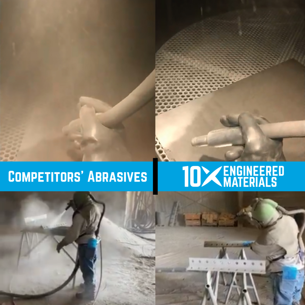High-dust abrasives vs. 10x low-dust abrasives