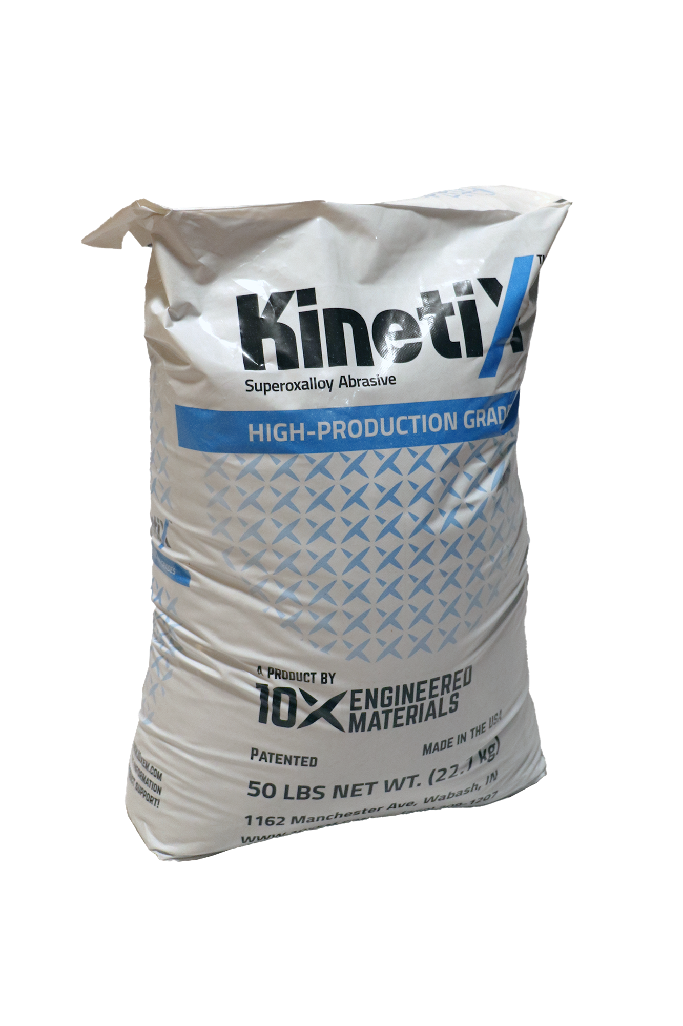 a bag of KinetiX superoxalloy abrasive high-production grade