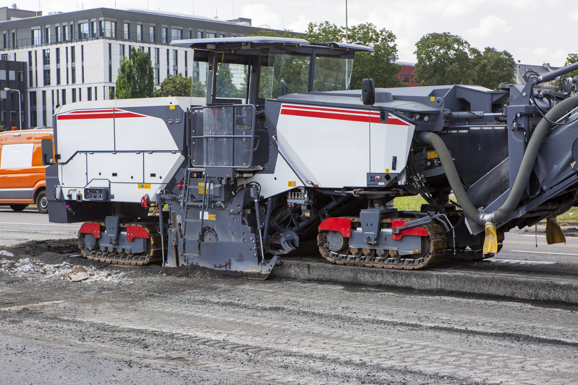 An asphalt milling machine at work